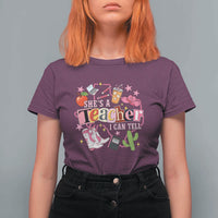 She is a Teacher I Can Tell School Aesthetic T Shirt For Women Retro Groovy Western Cowgirl Texas