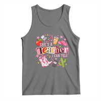 She is a Teacher I Can Tell School Aesthetic Tank Top Retro Groovy Western Cowgirl Texas