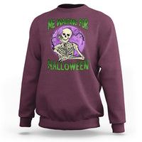 Funny Skeleton Sweatshirt Me Waiting For Halloween Skeleton Funny Halloween Costume - Wonder Print Shop