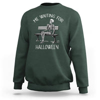 Funny Skeleton Sweatshirt Me Waiting For Halloween Skeleton Lover Halloween Costume - Wonder Print Shop
