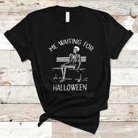 Funny Skeleton T Shirt Me Waiting For Halloween Skeleton Lover Halloween Costume - Wonder Print Shop