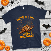 Halloween Sloth T Shirt Wake Me Up When It's Halloween Spooky Season Trick Or Treat - Wonder Print Shop