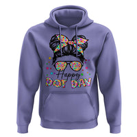 Happy Dot Day Messy Bun Girl Hoodie Colorful Polka Dots - Wonder Print Shop