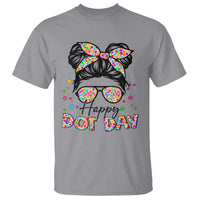 Happy Dot Day Messy Bun Girl T Shirt Colorful Polka Dots - Wonder Print Shop