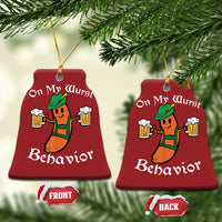 Funny Oktoberfest Christmas Ornament On My Wurst Behavior German Sausage - Wonder Print Shop