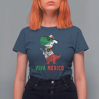Viva Mexico T Shirt For Women Funny Mexican Dance Dinosaur Hispanic Heritage - Wonder Print Shop
