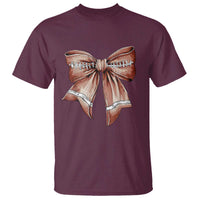 Coquette Bow Pumpkin American Football T Shirt Retro Thanksgiving Autumn Vibe - Wonder Print Shop