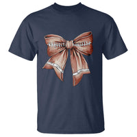 Coquette Bow Pumpkin American Football T Shirt Retro Thanksgiving Autumn Vibe - Wonder Print Shop