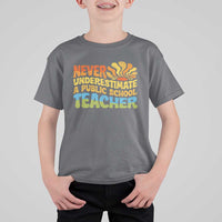 Never Underestimate A Public School Teacher T Shirt For Kid Tim Walz 2024 Saying Public Education - Wonder Print Shop