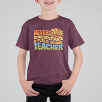 Never Underestimate A Public School Teacher T Shirt For Kid Tim Walz 2024 Saying Public Education - Wonder Print Shop