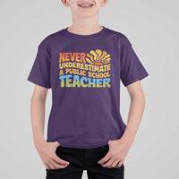 Never Underestimate A Public School Teacher T Shirt For Kid Tim Walz 2024 Saying Public Education - Wonder Print Shop