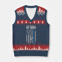 Department of War Est 2025 V-Neck Knit Sweater Vest Military Patriotic Dog Tags American Flag - Wonder Print Shop