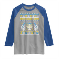 Funny Hanukkah Cat Raglan Shirt Meowzel Tov Chanukah Jewish Ugly Sweater Hanukkah