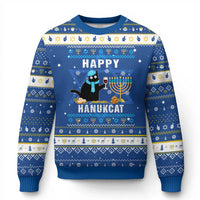 Funny Cat Hanukkah Ugly Sweater Happy Hanukcat Drinking Black Cat Jewish Menorah Chanukah - Wonder Print Shop