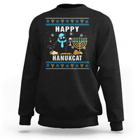 Hanukkah Cat Sweatshirt Happy Hanukcat Jewish Hanukkah Black Cat Menorah Chanukah - Wonder Print Shop