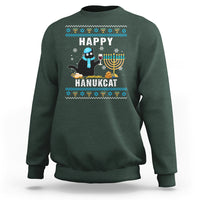 Hanukkah Cat Sweatshirt Happy Hanukcat Jewish Hanukkah Black Cat Menorah Chanukah - Wonder Print Shop
