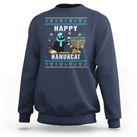Hanukkah Cat Sweatshirt Happy Hanukcat Jewish Hanukkah Black Cat Menorah Chanukah - Wonder Print Shop