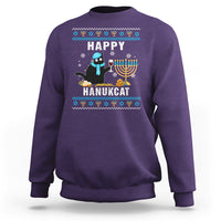 Hanukkah Cat Sweatshirt Happy Hanukcat Jewish Hanukkah Black Cat Menorah Chanukah - Wonder Print Shop