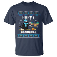 Hanukkah Cat T Shirt Happy Hanukcat Jewish Hanukkah Black Cat Menorah Chanukah - Wonder Print Shop