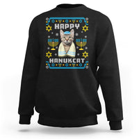 Hanukkah Cat Sweatshirt Happy Hanukcat Jewish Hanukkah Cat Menorah Ugly Chanukah - Wonder Print Shop