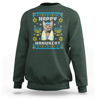 Hanukkah Cat Sweatshirt Happy Hanukcat Jewish Hanukkah Cat Menorah Ugly Chanukah - Wonder Print Shop