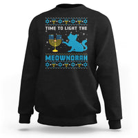 Hanukkah Cat Sweatshirt Light The Meownorah Jewish Hanukkah Cat Menorah Chanukah - Wonder Print Shop