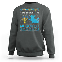 Hanukkah Cat Sweatshirt Light The Meownorah Jewish Hanukkah Cat Menorah Chanukah - Wonder Print Shop