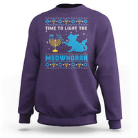 Hanukkah Cat Sweatshirt Light The Meownorah Jewish Hanukkah Cat Menorah Chanukah - Wonder Print Shop
