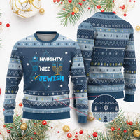 Funny Jewish Hanukkah Ugly Sweater Nice Naughty Jewish Menorah Hanukkiah Chanukah Ugly - Wonder Print Shop