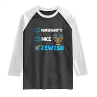 Funny Jewish Hanukkah Raglan Shirt Nice Naughty Jewish Menorah Hanukkiah Chanukah Ugly