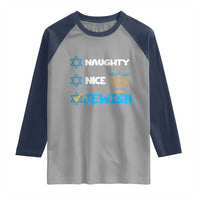 Funny Jewish Hanukkah Raglan Shirt Nice Naughty Jewish Menorah Hanukkiah Chanukah Ugly