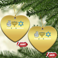 Peace Love Hanukkah Christmas Ornament Retro Chanukah Jewish Menorah Star of David - Wonder Print Shop
