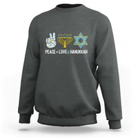 Peace Love Hanukkah Retro Chanukah Jewish Menorah Star of David Sweatshirt - Wonder Print Shop