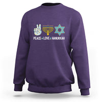 Peace Love Hanukkah Retro Chanukah Jewish Menorah Star of David Sweatshirt - Wonder Print Shop