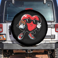 Valentines Day Heart Playing Football Spare Tire Cover Cute Gift for Sports Lovers