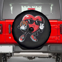 Valentines Day Heart Playing Football Spare Tire Cover Cute Gift for Sports Lovers