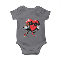 Valentines Day Heart Playing Football Baby Onesie Cute Gift for Sports Lovers