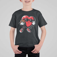 Valentines Day Heart Playing Football T Shirt For Kid Cute Gift for Sports Lovers