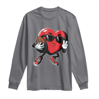 Valentines Day Heart Playing Football Long Sleeve Shirt Cute Gift for Sports Lovers