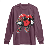 Valentines Day Heart Playing Football Long Sleeve Shirt Cute Gift for Sports Lovers
