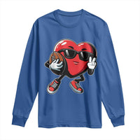 Valentines Day Heart Playing Football Long Sleeve Shirt Cute Gift for Sports Lovers
