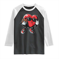 Valentines Day Heart Playing Football Raglan Shirt Cute Gift for Sports Lovers