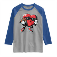 Valentines Day Heart Playing Football Raglan Shirt Cute Gift for Sports Lovers