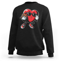 Valentines Day Heart Playing Football Sweatshirt Cute Gift for Sports Lovers