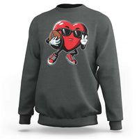 Valentines Day Heart Playing Football Sweatshirt Cute Gift for Sports Lovers