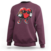 Valentines Day Heart Playing Football Sweatshirt Cute Gift for Sports Lovers