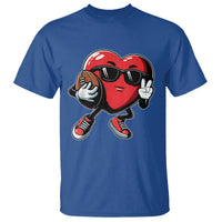 Valentines Day Heart Playing Football T Shirt Cute Gift for Sports Lovers
