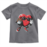 Valentines Day Heart Playing Football Toddler T Shirt Cute Gift for Sports Lovers