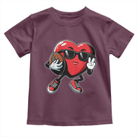 Valentines Day Heart Playing Football Toddler T Shirt Cute Gift for Sports Lovers