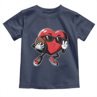 Valentines Day Heart Playing Football Toddler T Shirt Cute Gift for Sports Lovers